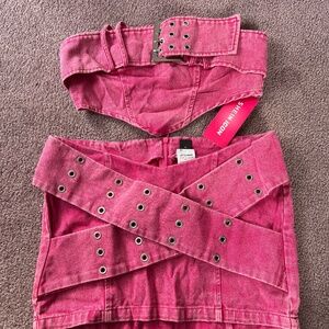 Pink 2 Piece denim set